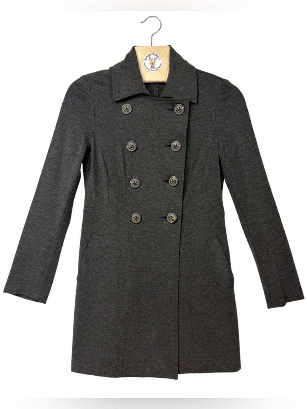CAbi Double-Breasted Charcoal Gray Blazer Pea Coat Size XS Style 648